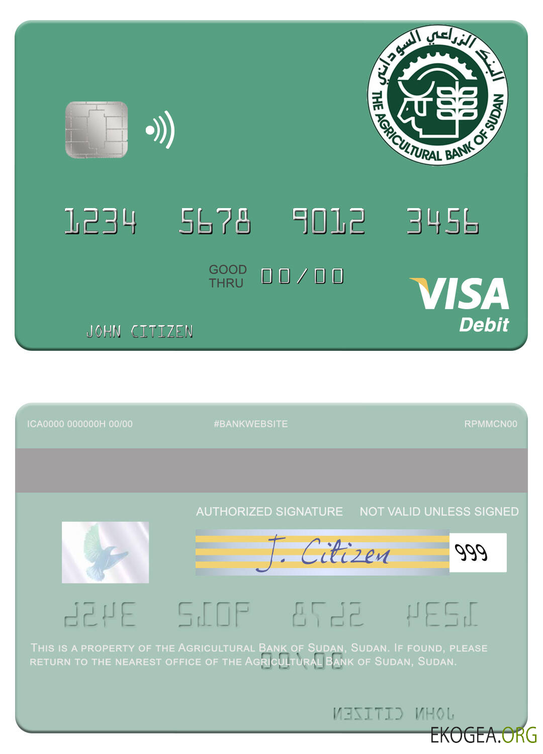 Soudan Carte de débit visa de la Banque agricole du Soudan